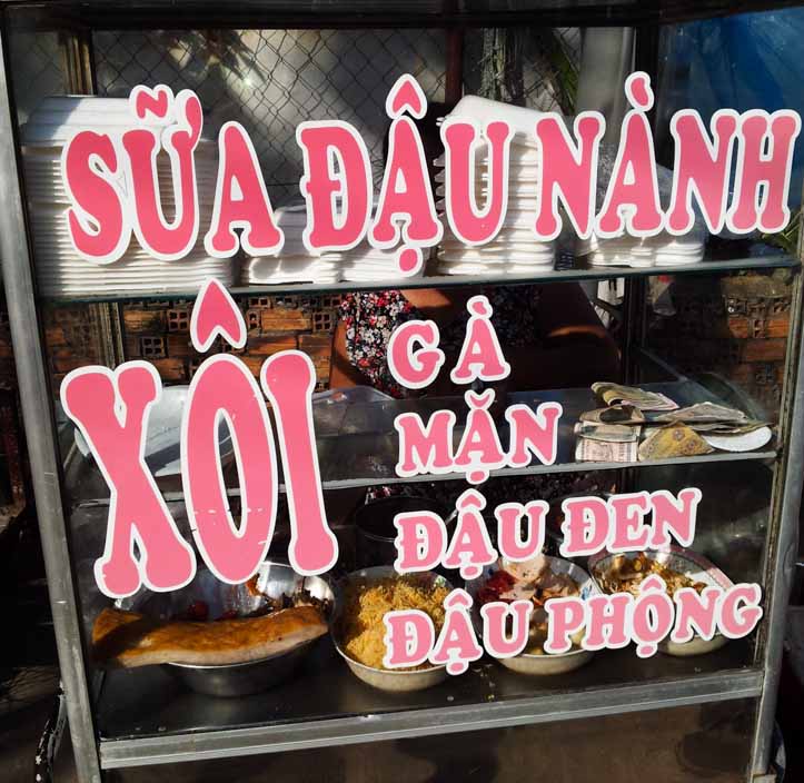 Sticky rice street food stall in Vietnam