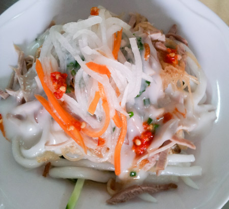 Banh Tam Bi or pork and coconut cream noodles