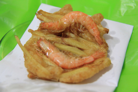 Banh Tom Ho Tay or Vietnamese shrimp sweet potato fritter from Ho Tay or West lake