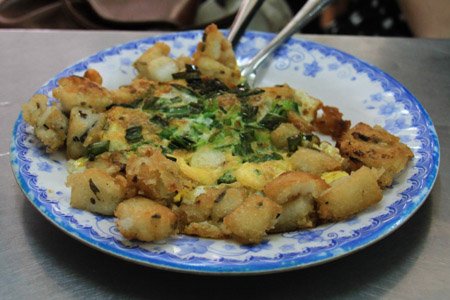 Bot Khoai Mon or Vietnamese Fried Taro Cakes with Egg